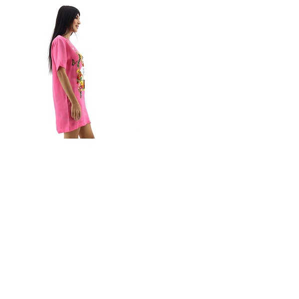  모스키노 Moschino Ladies Pink Couture Bear Floral Swing Shirt Dress V04304581206