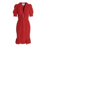 모스키노 Moschino Ladies Red Teddy Ruffle Dress 0402-0536-0112