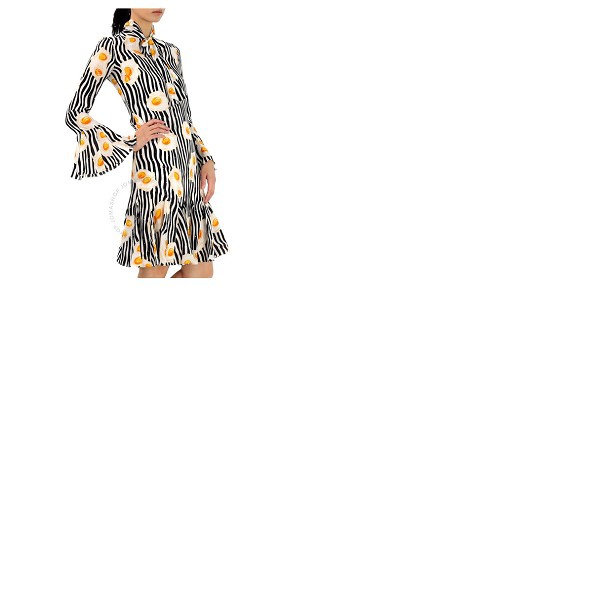  모스키노 Moschino Ladies Fantasy Print Black Egg Print Dress 0417-0556-1555