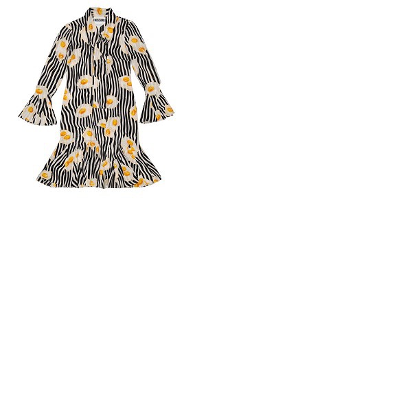  모스키노 Moschino Ladies Fantasy Print Black Egg Print Dress 0417-0556-1555