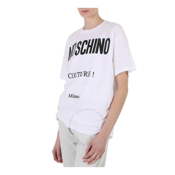  모스키노 Moschino White Cotton Logo Print T-Shirt A0712-5541-4001