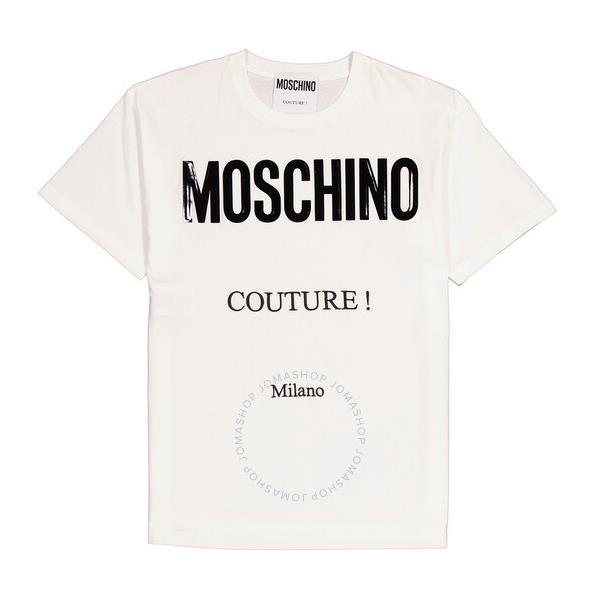  모스키노 Moschino White Cotton Logo Print T-Shirt A0712-5541-4001