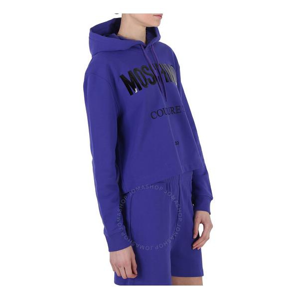  모스키노 Moschino Couture Purple Logo Print Hooded Sweatshirt A1714-5528-4278