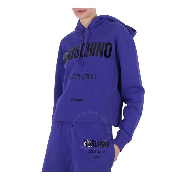  모스키노 Moschino Couture Purple Logo Print Hooded Sweatshirt A1714-5528-4278