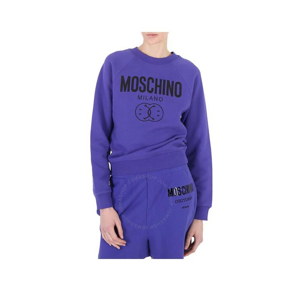  모스키노 Moschino Ladies Purple Smily Logo Cotton Sweatshirt A1704-5528-2278