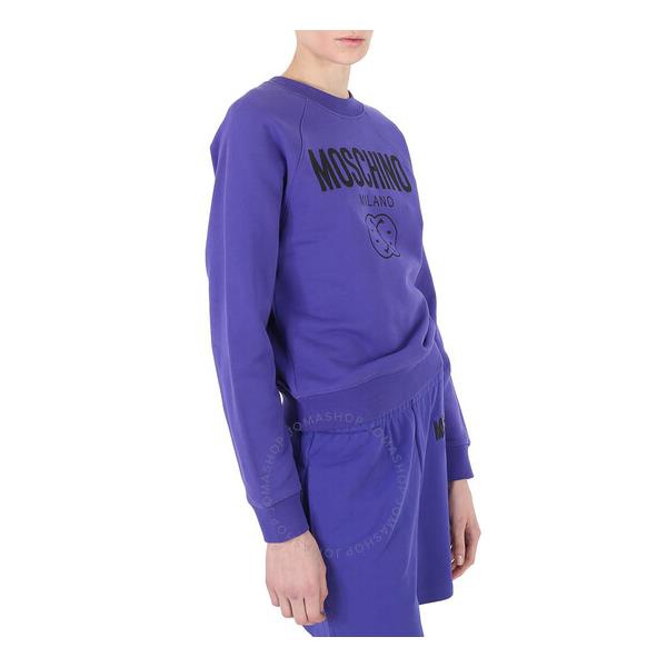  모스키노 Moschino Ladies Purple Smily Logo Cotton Sweatshirt A1704-5528-2278