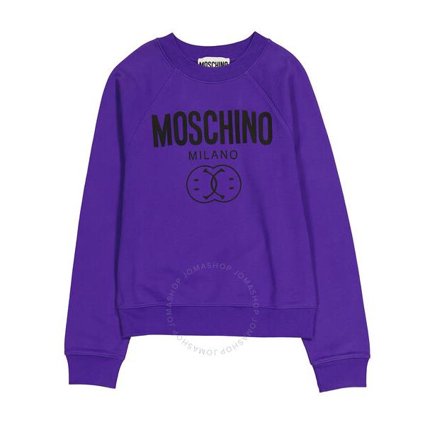  모스키노 Moschino Ladies Purple Smily Logo Cotton Sweatshirt A1704-5528-2278