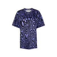 모스키노 Moschino Purple Oversized Moire Effect Zebra-Print Cotton T-Shirt A0707-5540-1278