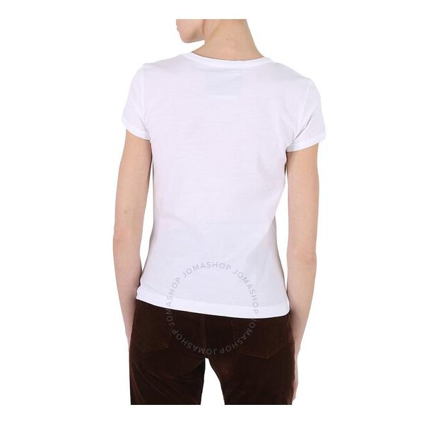  모스키노 Moschino Ladies White Ice Cream Print Cotton T-Shirt A0709-0541-1001