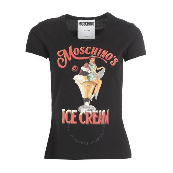  모스키노 Moschino Ladies Ice Cream Print Cotton T-Shirt A0709-0541-1555
