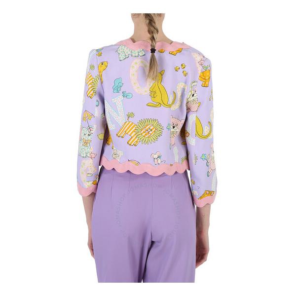  모스키노 Moschino Ladies Purple Circus Print Cady Blazer Jacket A0511-0460-1264