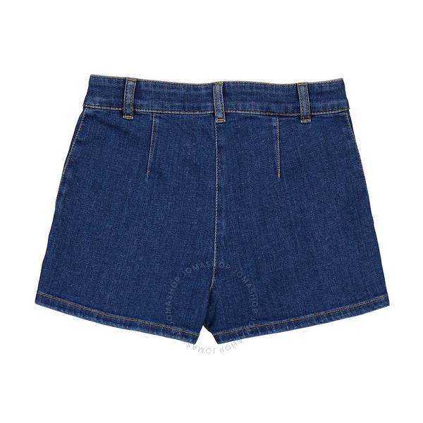  모스키노 Moschino Ladies Blue Teddy Button Denim Shorts 0315-0522-0295