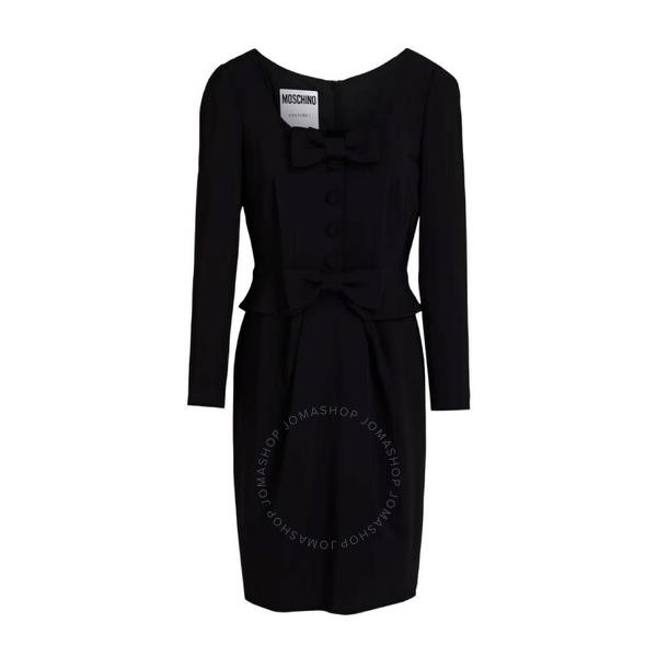  모스키노 Moschino Ladies Black Crepe Bow-Embellished Mini Dress J0431-0425-0555