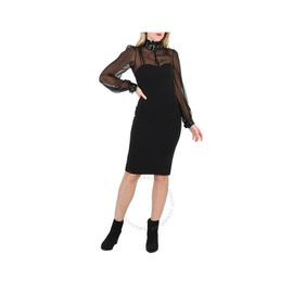 모스키노 Moschino Ladies Black Sheer Blouse Buckled Dress A0462-5525-4555