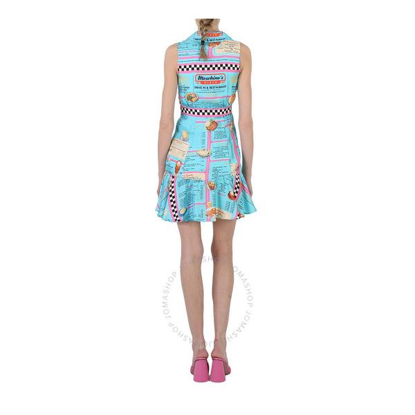  모스키노 Moschino Ladies All-Over Diner Menu Print Silk Dress A0452-0562-1314