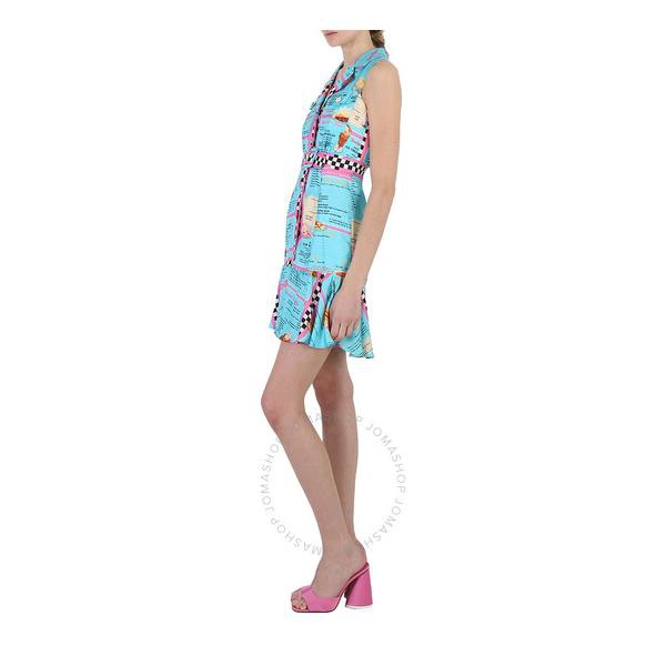  모스키노 Moschino Ladies All-Over Diner Menu Print Silk Dress A0452-0562-1314