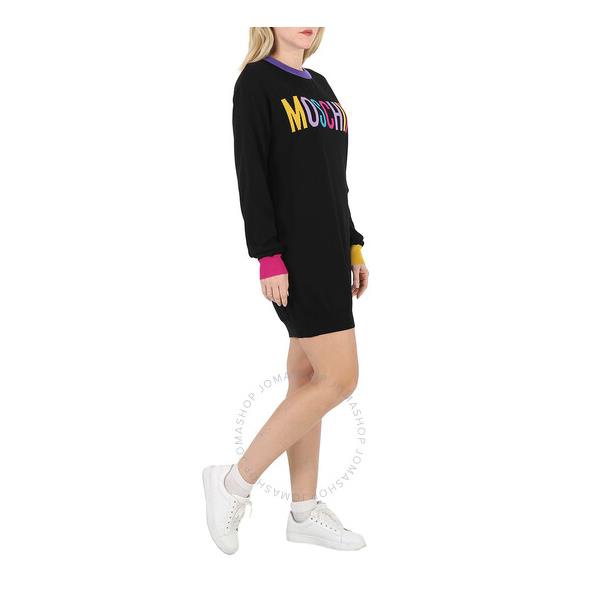  모스키노 Moschino Black Intarsia Logo-Knit Jumper Dress J0496-5501-2555