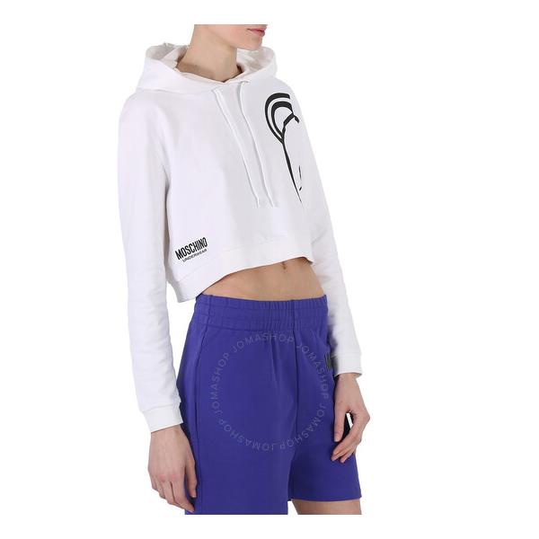  모스키노 Moschino Underwear White Cropped Cotton Teddy Bear Sweatshirt A1723-9021-001