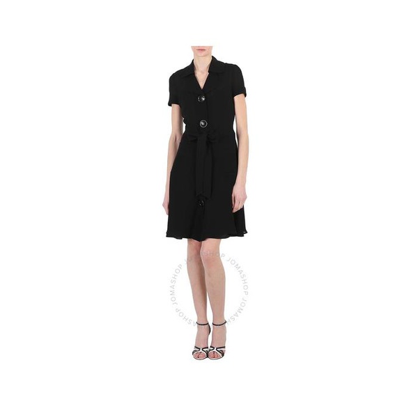  모스키노 Moschino Ladies Black Short-Sleeved Mini Shirt Dress A0447-0537-0555