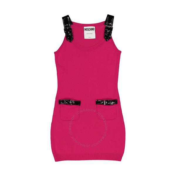  모스키노 Moschino Ladies Fuchsia Buckle Details Knitted Mini Dress A0492-5504-0244