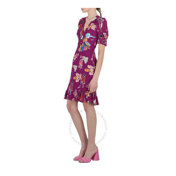  모스키노 Moschino Ladies Purple Illustration Print Dress A0443-0560-1236