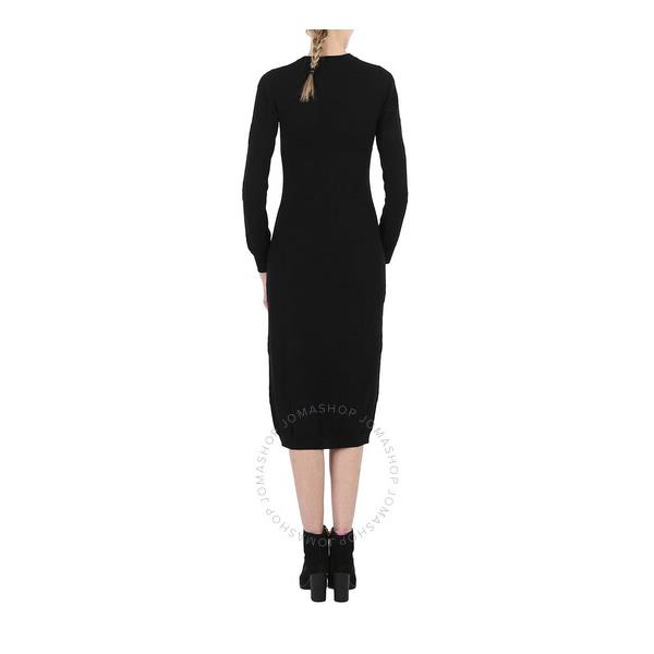  모스키노 Moschino Ladies Black Fitted Knitted Midi Dress V0499-5501-1555