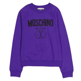모스키노 Moschino Ladies Purple Smily Logo Cotton Sweatshirt A1704-5528-2278