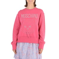 모스키노 Moschino Ladies Fantasy Print Fucsia Crystal Teddy Bear Organic Cotton Sweatshirt 1709-0528-1206