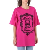 모스키노 Moschino Ladies Fantasy Print Violet Embroidered Teddy Logo T-Shirt 0703-5541-1244