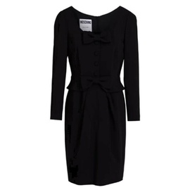 모스키노 Moschino Ladies Black Crepe Bow-Embellished Mini Dress J0431-0425-0555