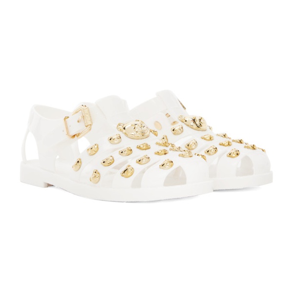  모스키노 Moschino White Teddy Stud Jelly Sandals 231720F124075