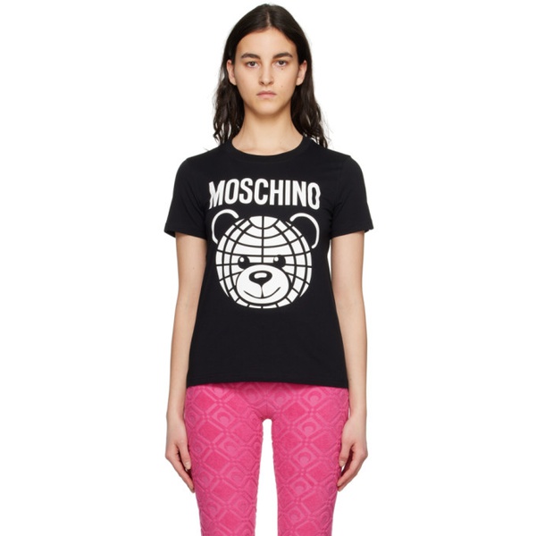  모스키노 Moschino Black Printed T-Shirt 231720F110012