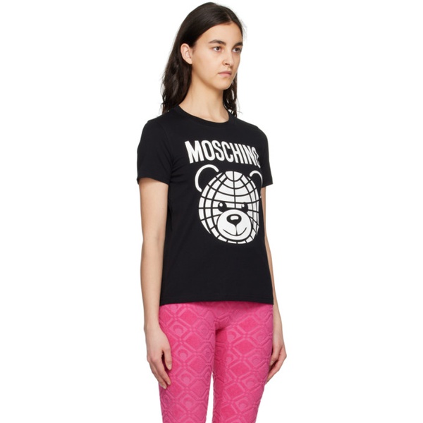  모스키노 Moschino Black Printed T-Shirt 231720F110012