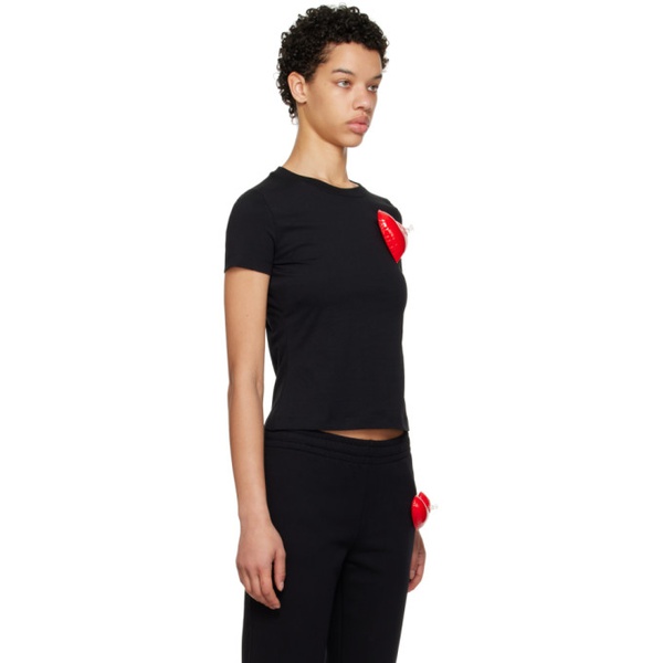  모스키노 Moschino Black Inflatable Heart T-Shirt 231720F110045