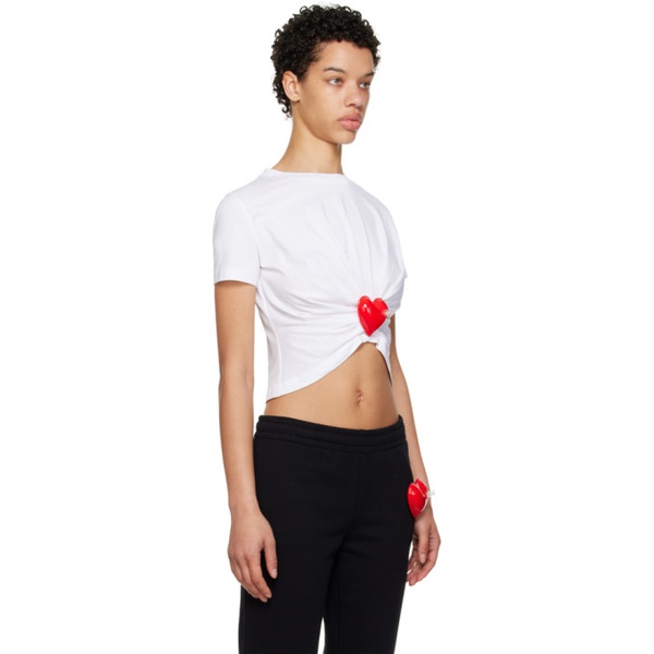  모스키노 Moschino White Inflatable Heart T-Shirt 231720F110039