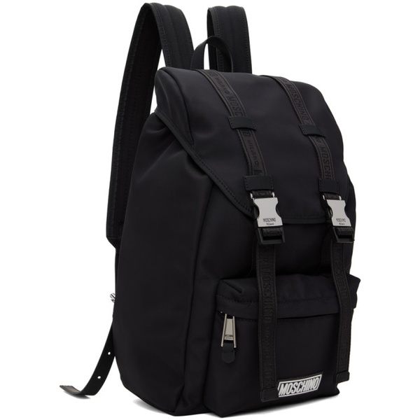  모스키노 Moschino Black Logo Backpack 241720M166000