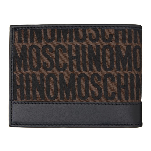  모스키노 Moschino Brown All-Over Logo Wallet 241720M164007