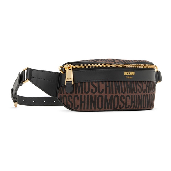  모스키노 Moschino Brown Jacquard Belt Bag 241720M171007