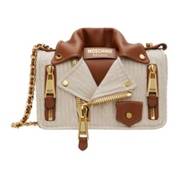 모스키노 Moschino Beige & Brown Logo Moto Bag 241720F048000