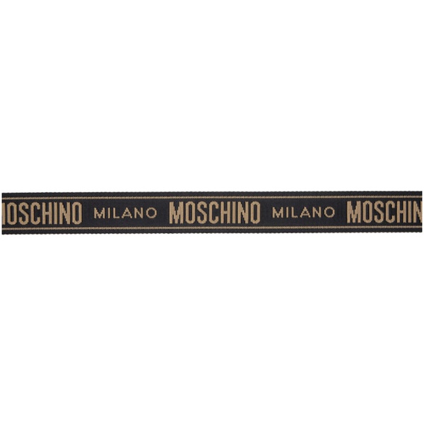  모스키노 Moschino Black Jacquard Logo Belt 241720M131008