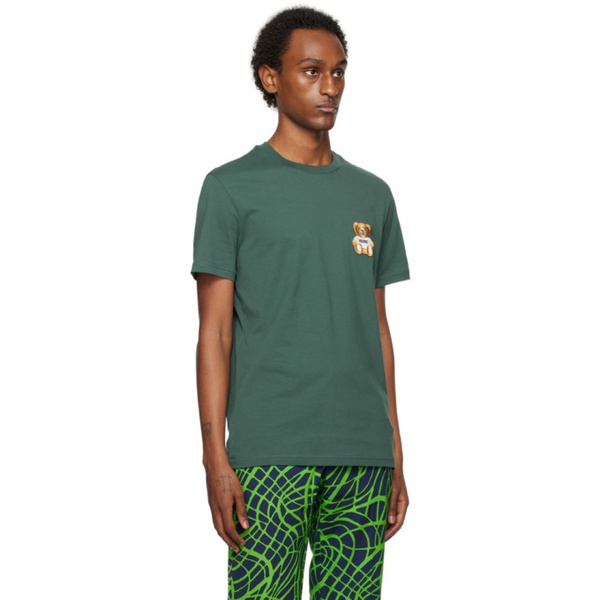  모스키노 Moschino Green Teddy Patch T-Shirt 241720M213010