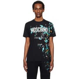 모스키노 Moschino Black Painted Effect T-Shirt 241720M213019