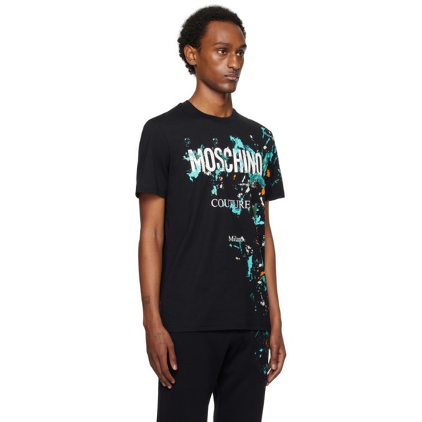  모스키노 Moschino Black Painted Effect T-Shirt 241720M213019