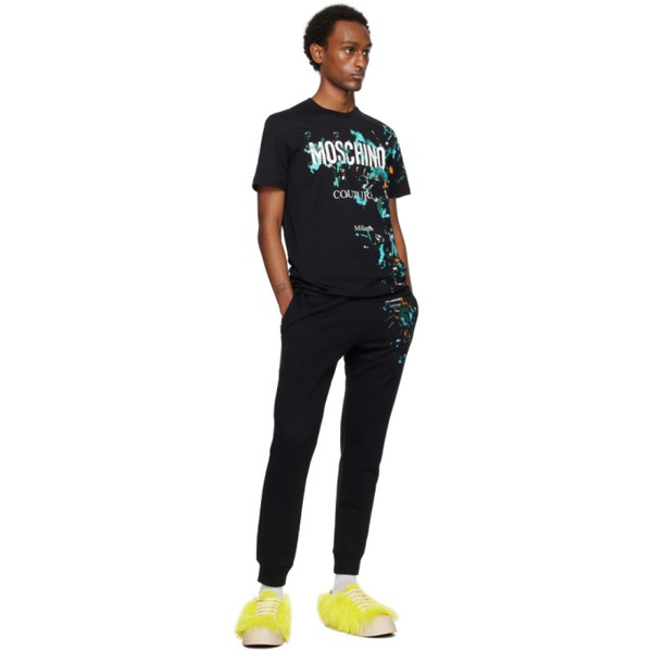  모스키노 Moschino Black Painted Effect T-Shirt 241720M213019