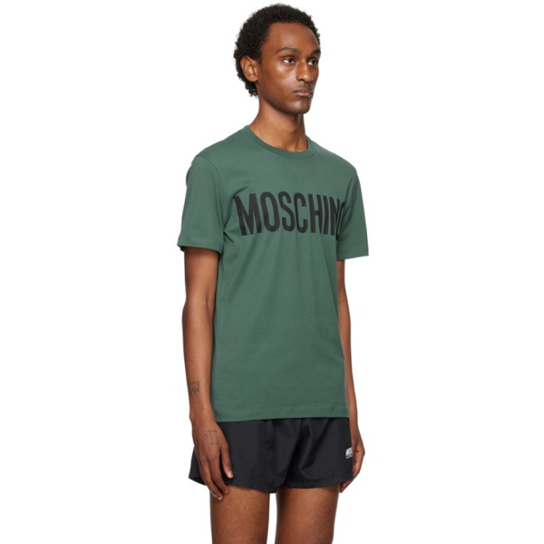  모스키노 Moschino Green Printed T-Shirt 241720M213021