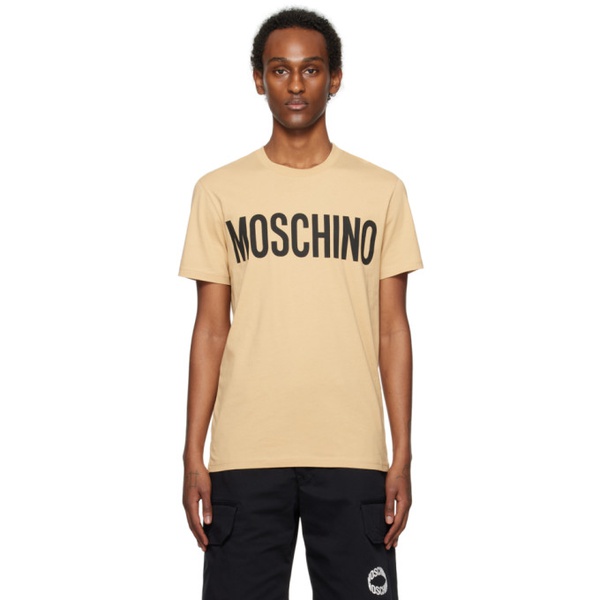  모스키노 Moschino Beige Printed T-Shirt 241720M213022