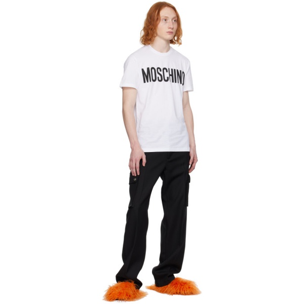  모스키노 Moschino White Print T-Shirt 241720M213023