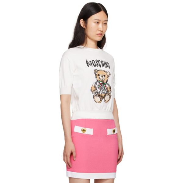  모스키노 Moschino White Archive Teddy Bear Sweater 241720F110022