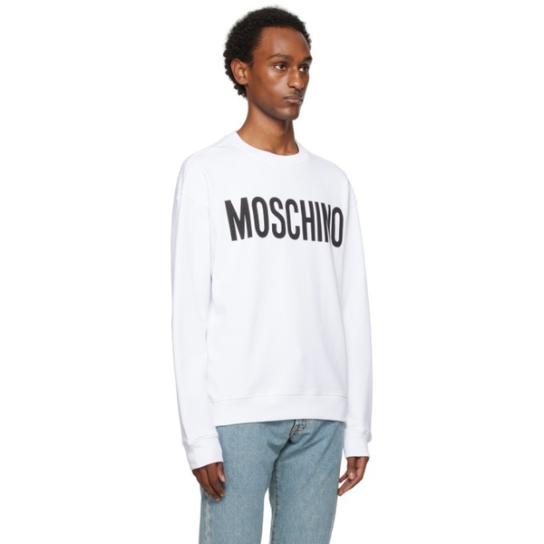  모스키노 Moschino White Printed Sweatshirt 241720M204004