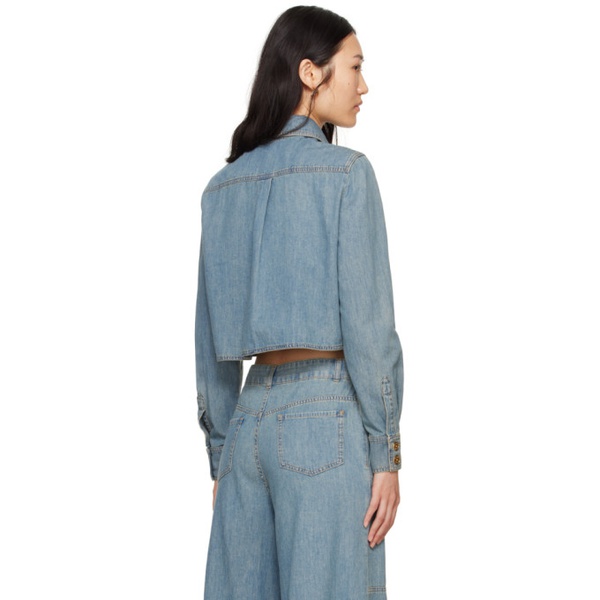  모스키노 Moschino Blue Couture Shirt 241720F060000